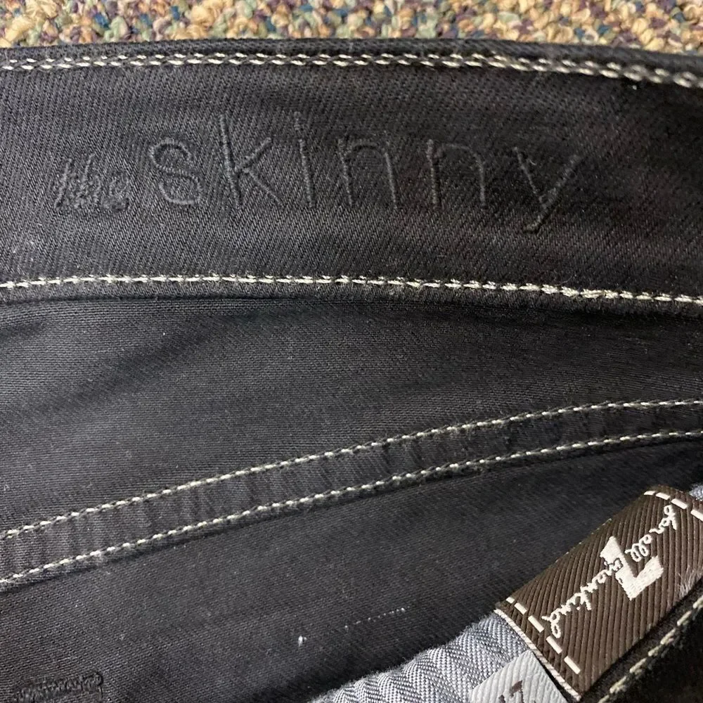 7 For All Mankind Gwenevere Ankle soft black Snake print skinny‎ jeans